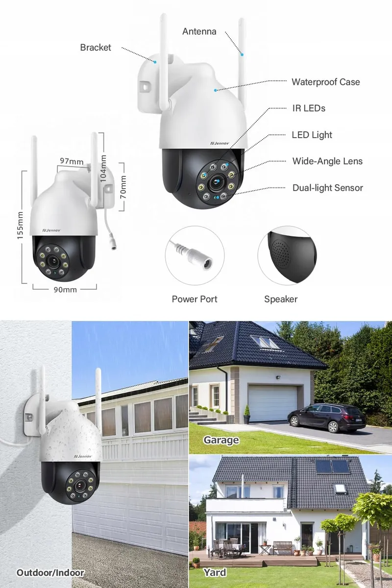 JENNOV Buitencamera 5MP WiFi Nachtzicht Bewegingsdetectie NVR — foto 7