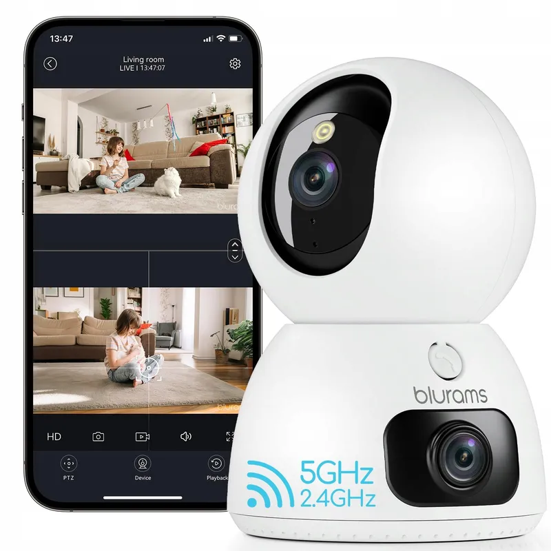 BLURAMS Binnencamera 2K+2K 360° Tweeweg Audio WiFi Alexa — foto 1