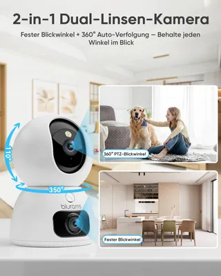 BLURAMS Binnencamera 2K+2K 360° Tweeweg Audio WiFi Alexa — miniatuur 2