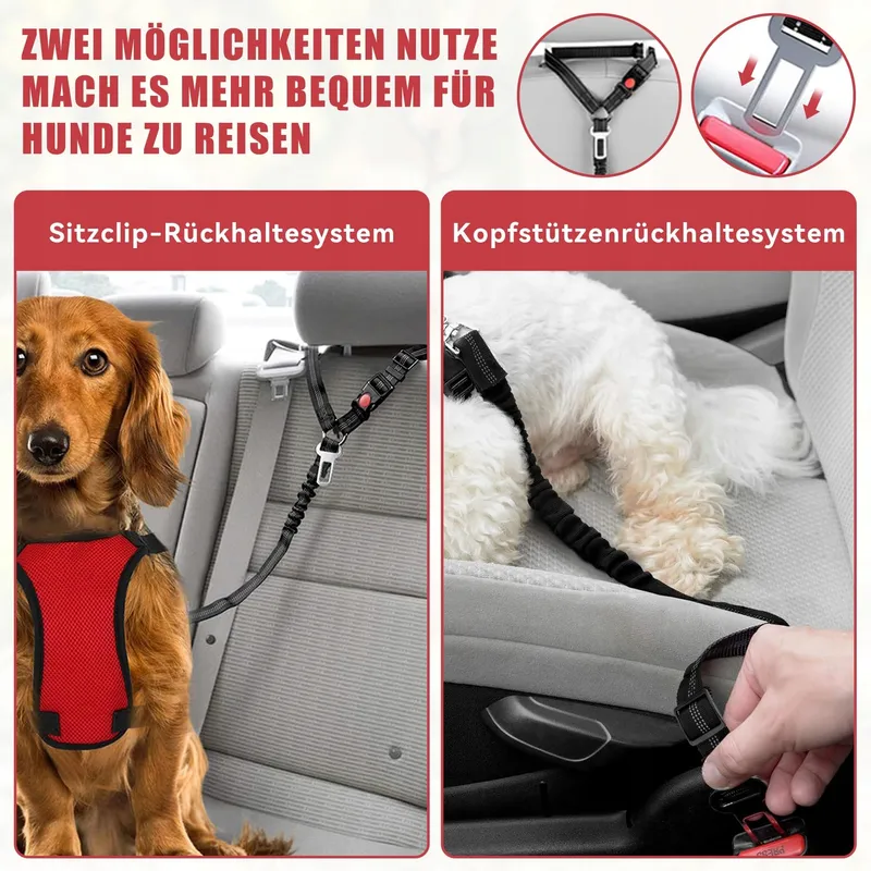 VERSTELLBARER Autogordel Voor Hond Zwart Universeel — foto 7
