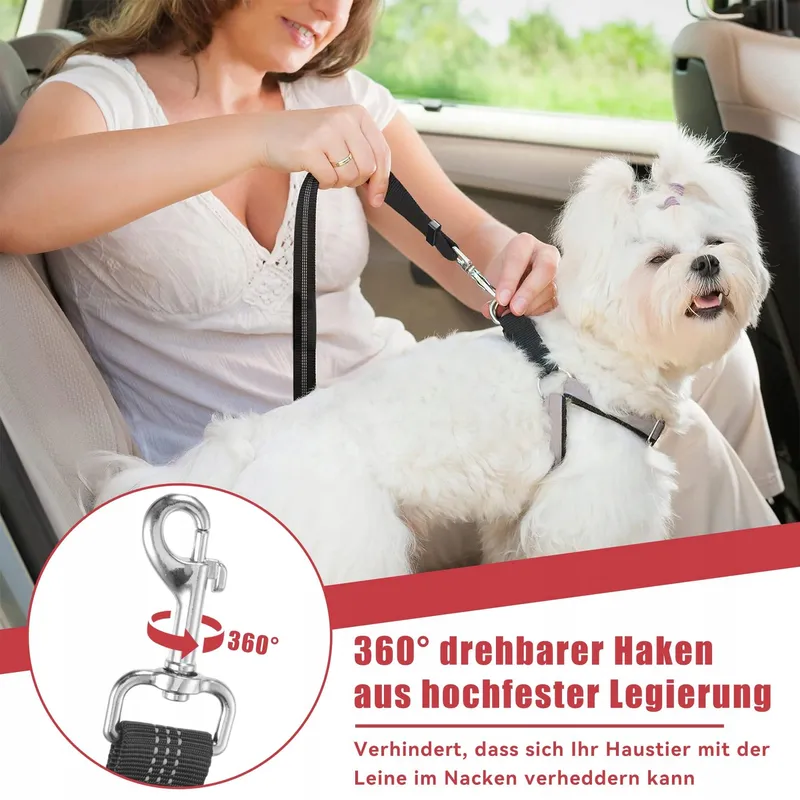 VERSTELLBARER Autogordel Voor Hond Zwart Universeel — foto 4