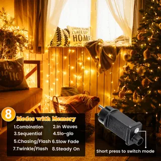 ELEGEAR Kerstverlichting Waterdicht Lichtsnoer 10M 100 LED — miniatuur 4