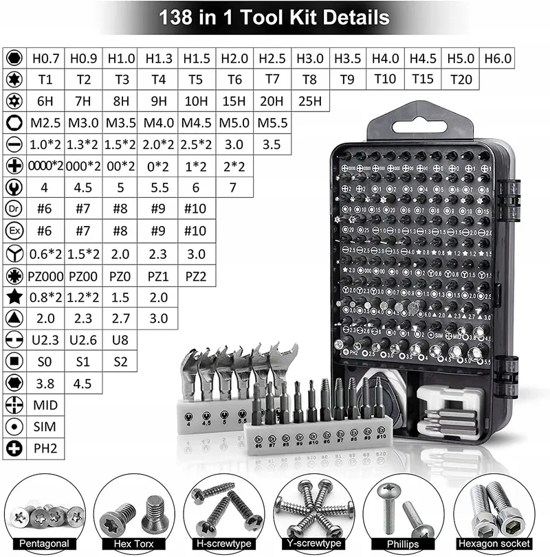 POZLLE Precisieschroevendraaierset 138-in-1 Voor Elektronica Apparaten — foto 2