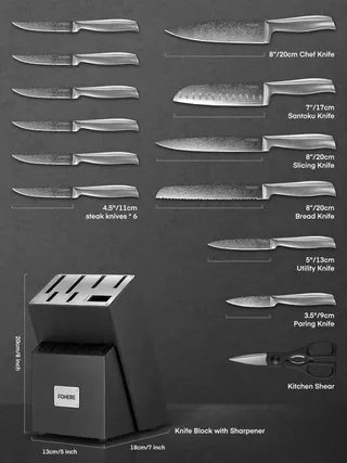 FOHERE Messenset 14-delig Zelfslijpend Houten Blok — miniatuur 2