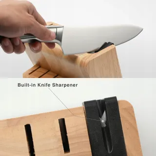 Messenset 13-delig Staal Met Houten Blok En Slijper — miniatuur 5