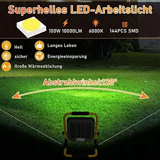 IKODM LED Schijnwerper 100W Draagbare Werklamp 10000LM 6000K IP66 — miniatuur 5