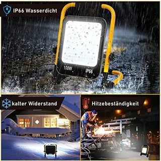 IKODM LED Schijnwerper 100W Draagbare Werklamp 10000LM 6000K IP66 — miniatuur 6