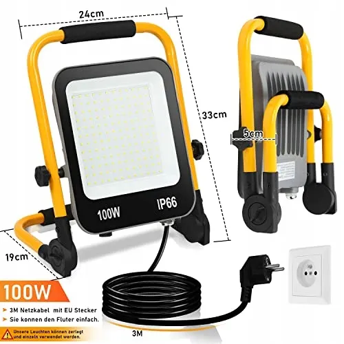 IKODM LED Schijnwerper 100W Draagbare Werklamp 10000LM 6000K IP66 — foto 2