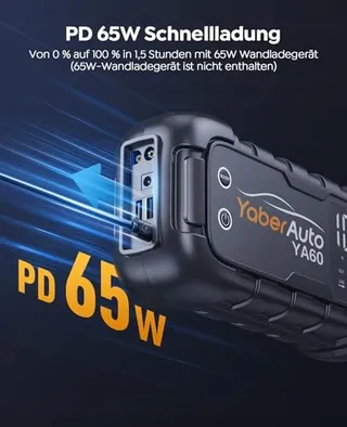 YABERAUTO Powerbank 6000A 26800mAh USB C PD 65W Benzine Diesel — miniatuur 3
