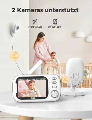GHB Babyfoon Camera 3,5 Inch Monitor VOX Nachtmodus Slaapliedjes — miniatuur 9