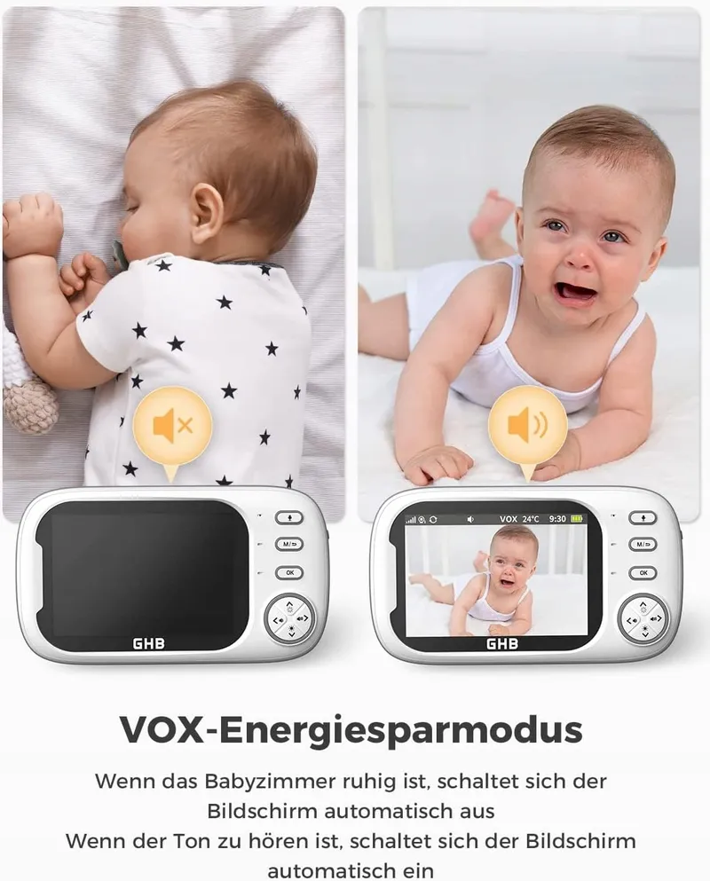 GHB Babyfoon Camera 3,5 Inch Monitor VOX Nachtmodus Slaapliedjes — foto 6