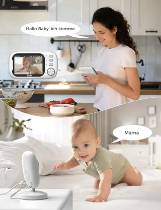 GHB Babyfoon Camera 3,5 Inch Monitor VOX Nachtmodus Slaapliedjes — miniatuur 1