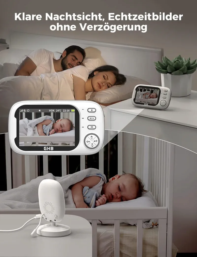 GHB Babyfoon Camera 3,5 Inch Monitor VOX Nachtmodus Slaapliedjes — foto 7