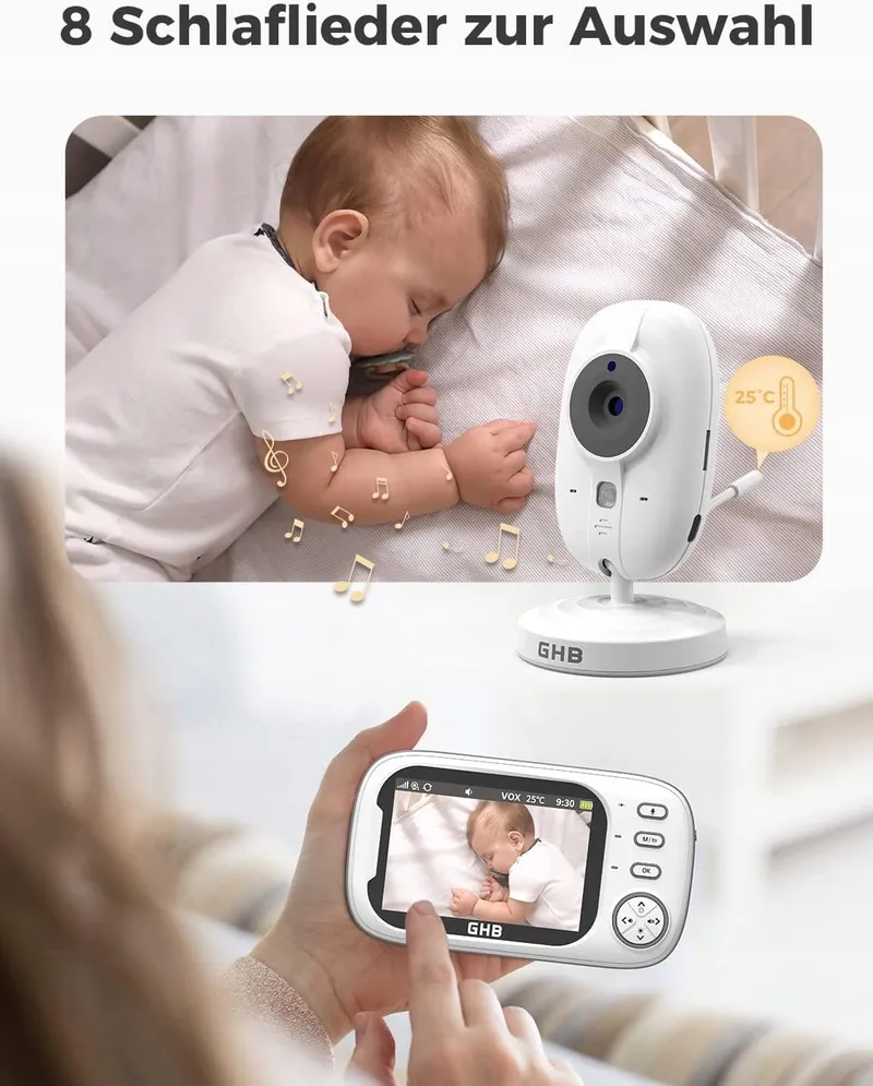 GHB Babyfoon Camera 3,5 Inch Monitor VOX Nachtmodus Slaapliedjes — foto 8