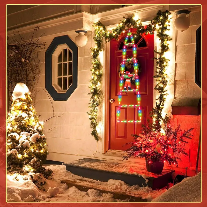SIVQIKE Kerstboom Met Kerstman Deurdecoratie RGB 98 LED — foto 7