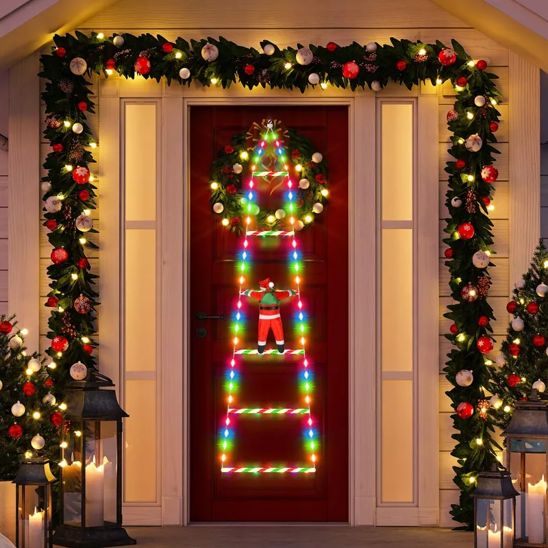 SIVQIKE Kerstboom Met Kerstman Deurdecoratie RGB 98 LED — foto 1