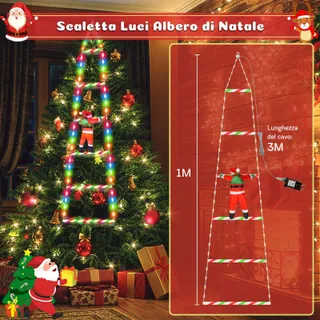 SIVQIKE Kerstboom Met Kerstman Deurdecoratie RGB 98 LED — miniatuur 6
