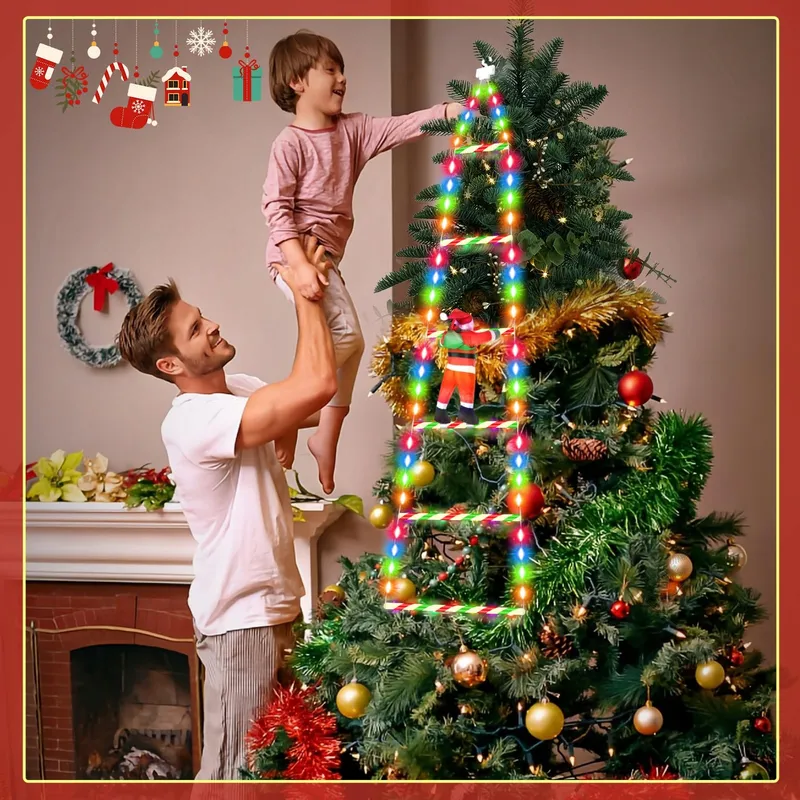 SIVQIKE Kerstboom Met Kerstman Deurdecoratie RGB 98 LED — foto 5