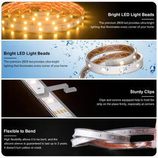 MIWATT Solar LED Strip Buiten IP67 5M Warmwit 280 LED — miniatuur 2