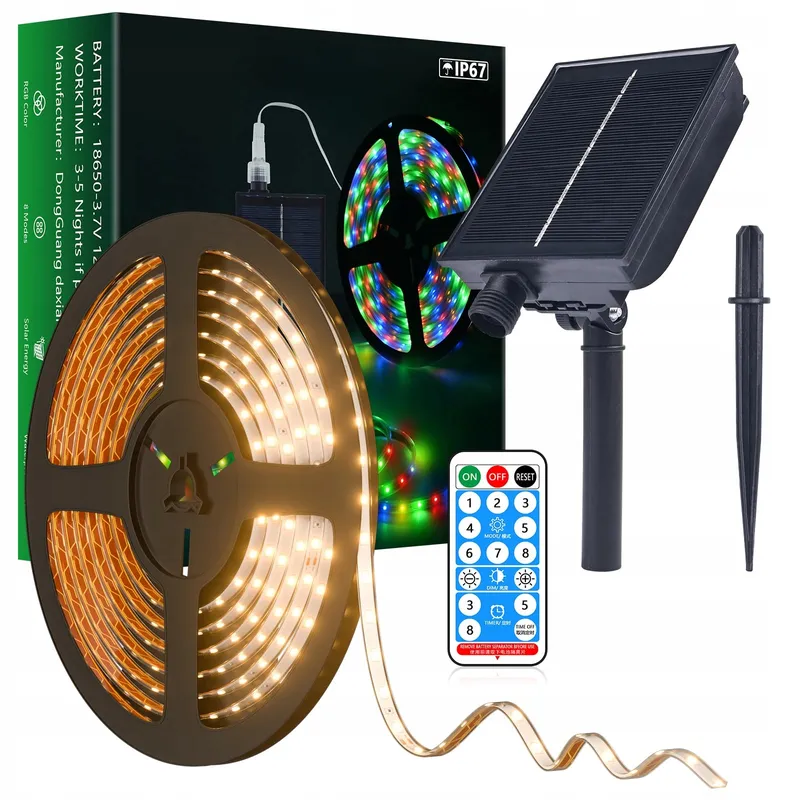 MIWATT Solar LED Strip Buiten IP67 5M Warmwit 280 LED — foto 1
