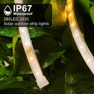 MIWATT Solar LED Strip Buiten IP67 5M Warmwit 280 LED — miniatuur 6