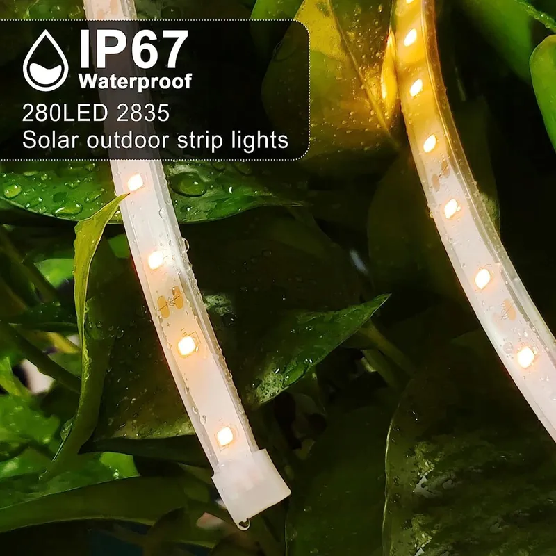 MIWATT Solar LED Strip Buiten IP67 5M Warmwit 280 LED — foto 6