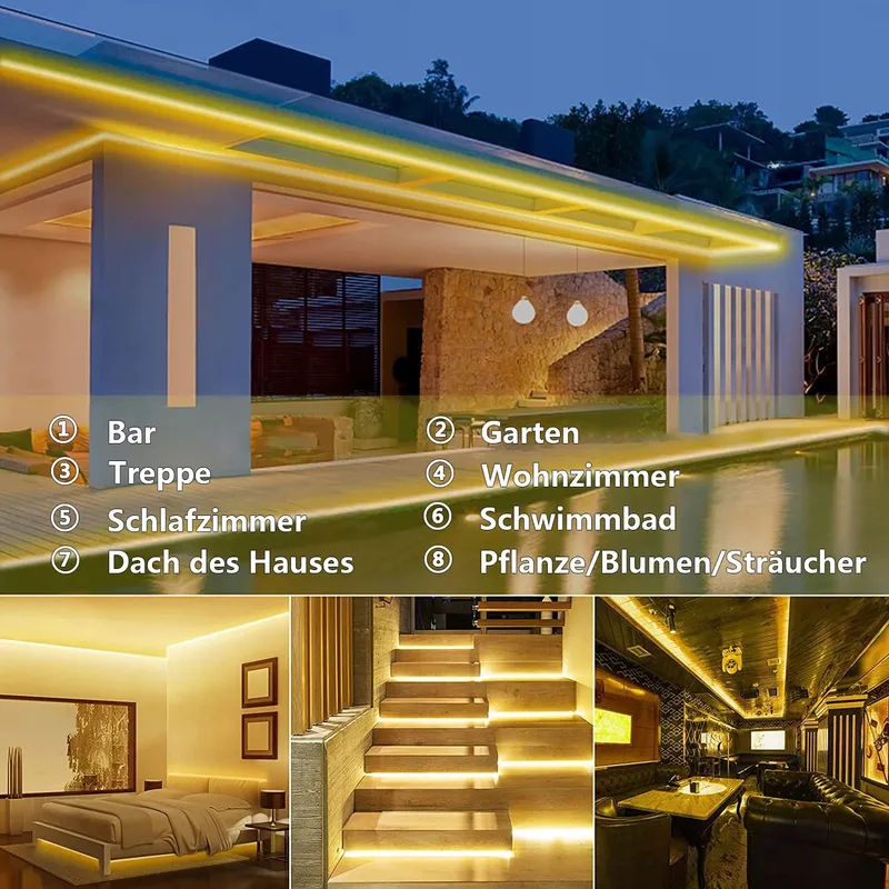 MIWATT Solar LED Strip Buiten IP67 5M Warmwit 280 LED — foto 8