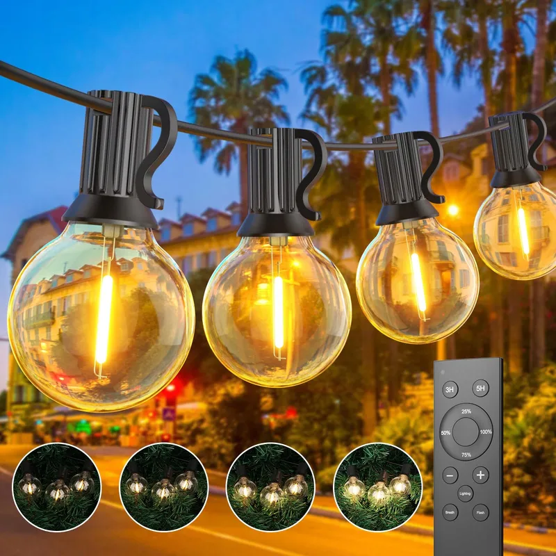 TOIPWEN LED Lichtsnoer Buiten 45,7M Afstandsbediening IP45 Waterdicht — foto 1