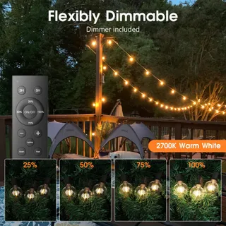 TOIPWEN LED Lichtsnoer Buiten 45,7M Afstandsbediening IP45 Waterdicht — miniatuur 2