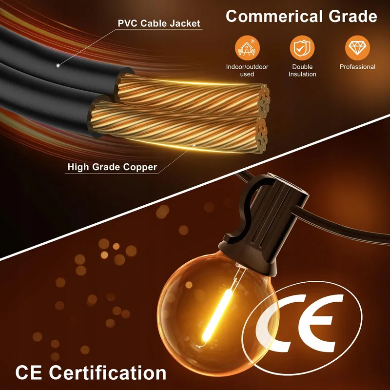 MIOOTLY LED Lichtketting Buiten 45M 75+2 G40 Warmwit IP45 — foto 3