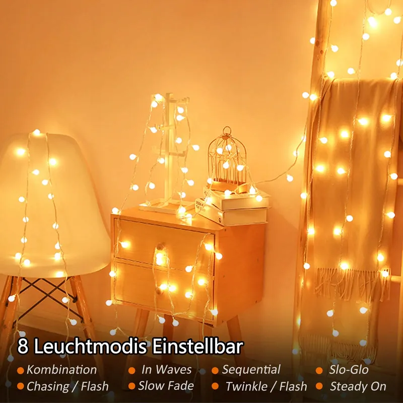TAIYONGKANG LED Lichtsnoer 13M 100 LED Balkon Tuin Bruiloft — foto 4