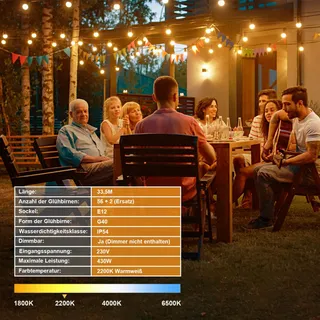 TORKASE LED Lichtsnoer Buiten 33,5m Warm Wit Balkon Tuin — miniatuur 5