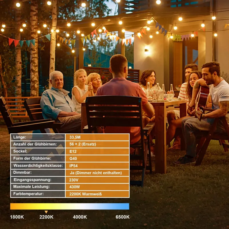 TORKASE LED Lichtsnoer Buiten 33,5m Warm Wit Balkon Tuin — foto 5