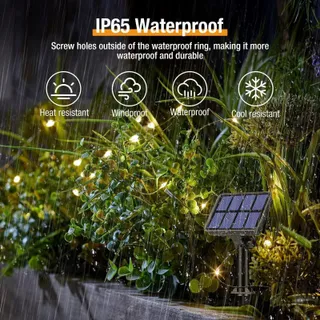 BTFARM Solar Lichtsnoer Buiten 32M 320 LED IP65 Warmwit — miniatuur 3