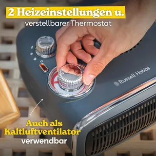 RUSSELL HOBBS Elektrische Verwarmer 1800W Retro Grijs Thermostaat — miniatuur 5