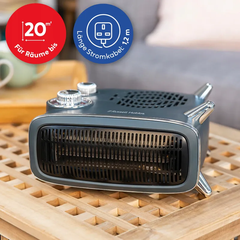 RUSSELL HOBBS Elektrische Verwarmer 1800W Retro Grijs Thermostaat — foto 4