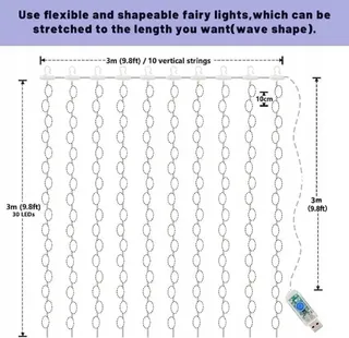 MICROWEAR Lichtgordijn 3x3m LED 8 Standen — miniatuur 4