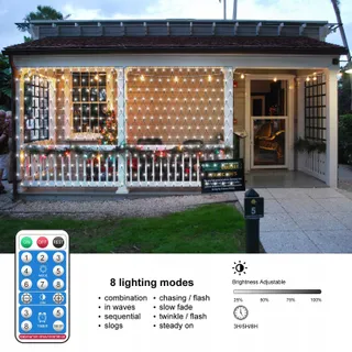 CERIAL Solar LED Lichtnet Buiten Afstandsbediening 8 Modi 3x2m — miniatuur 2