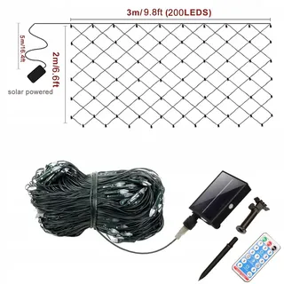 CERIAL Solar LED Lichtnet Buiten Afstandsbediening 8 Modi 3x2m — miniatuur 7