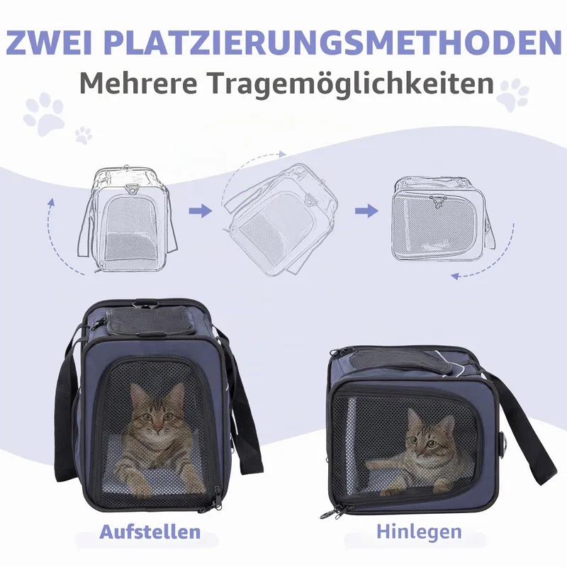 PETSFIT DCC1910 Vliegtas voor Hond en Kat Opvouwbaar 42x22x28cm Blauw — foto 2