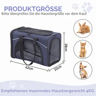 PETSFIT DCC1910 Vliegtas voor Hond en Kat Opvouwbaar 42x22x28cm Blauw — miniatuur 5