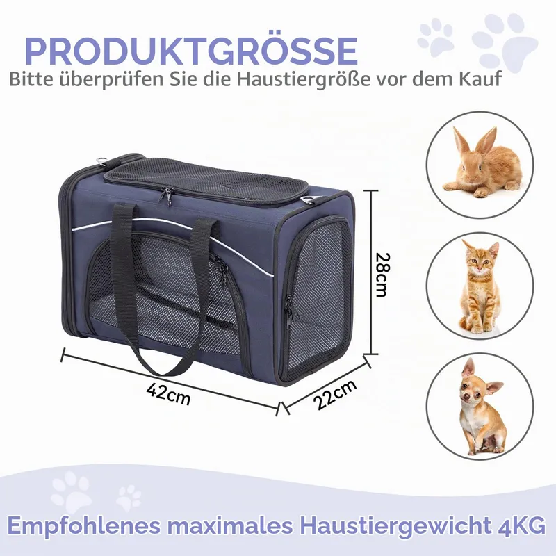 PETSFIT DCC1910 Vliegtas voor Hond en Kat Opvouwbaar 42x22x28cm Blauw — foto 5