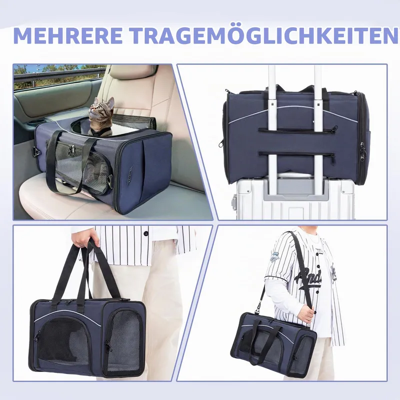 PETSFIT DCC1910 Vliegtas voor Hond en Kat Opvouwbaar 42x22x28cm Blauw — foto 8