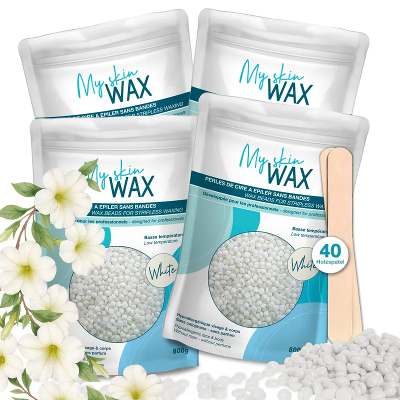 MY SKIN WAX Harde Wax Parels 3,2 kg (4x800 g) Zonder Strips Wit — foto 1