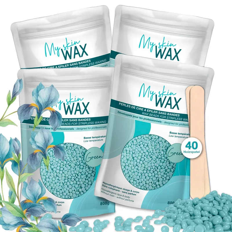 MY SKIN WAX Harde Wax Parels 3,2 kg (4x800 g) Zonder Strips Groen — foto 1