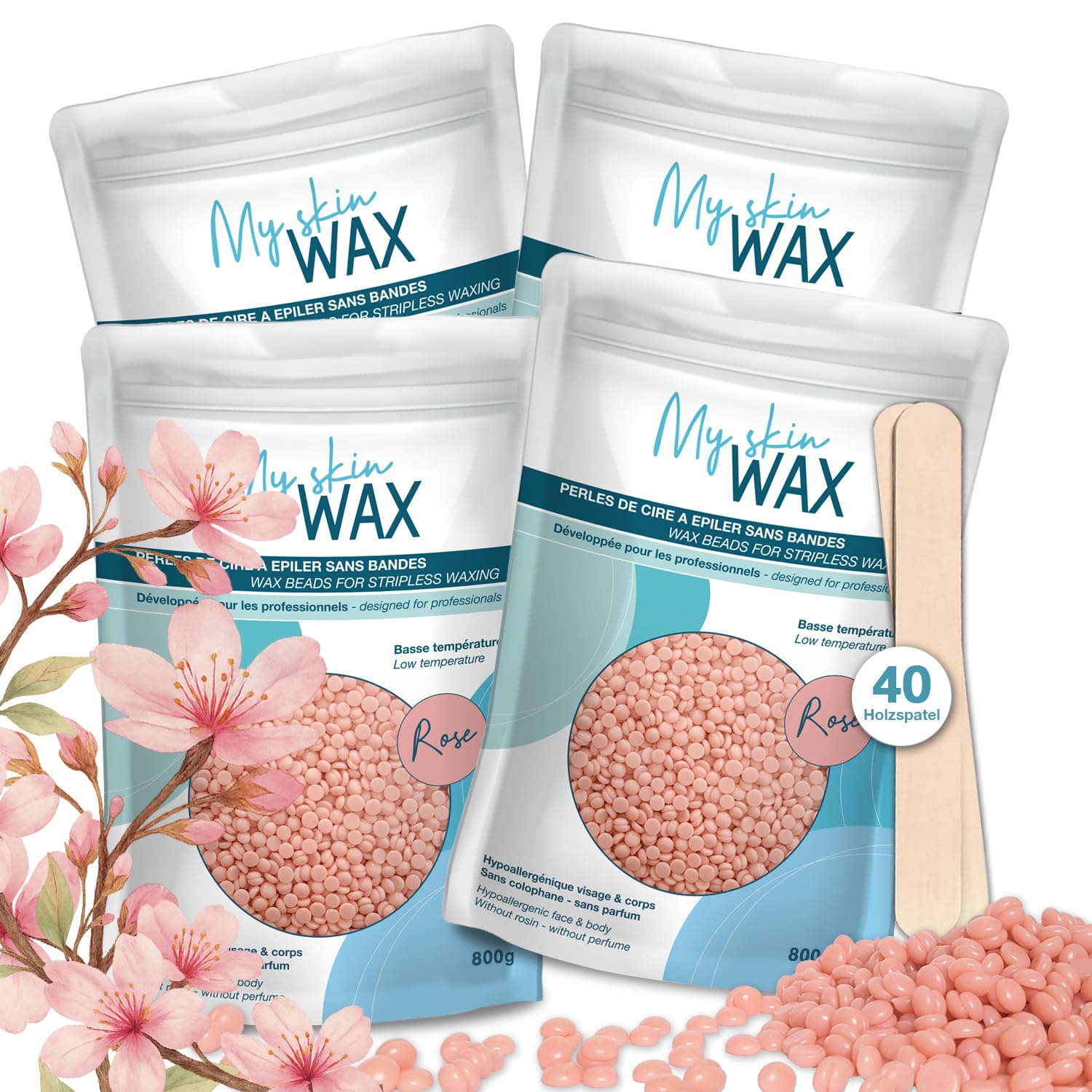MY SKIN WAX Harde Wax Parels 3,2 kg (4x800 g) Zonder Strips Roze
